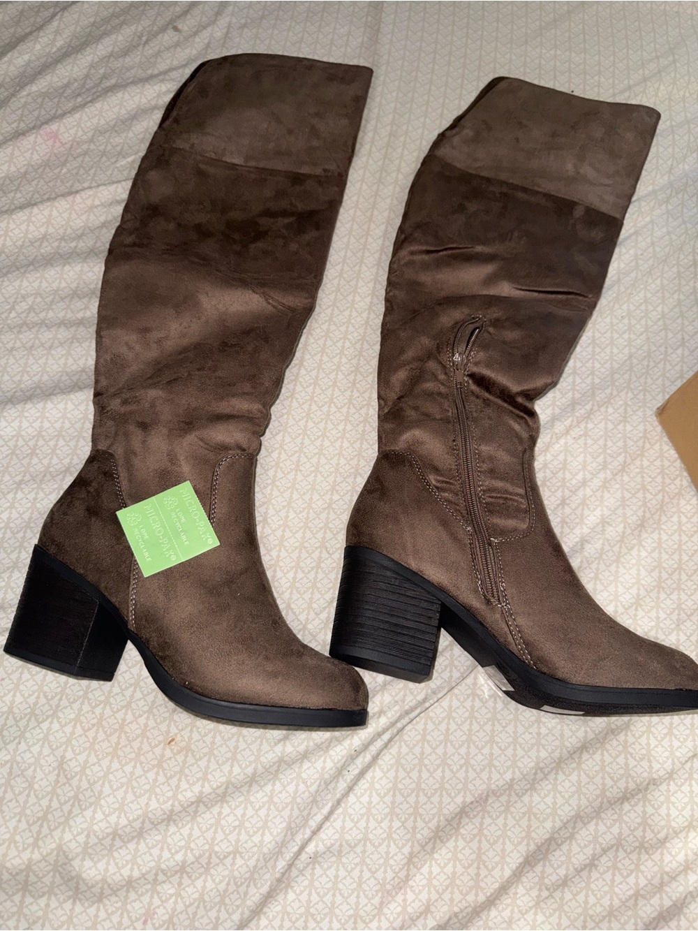 Journee Collection Taupe Over-the-Knee Block Heel Boots
